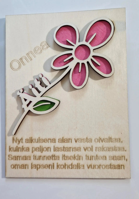 Äitienpäiväkortti irrotettavalla kukka magneetilla Marinkorut