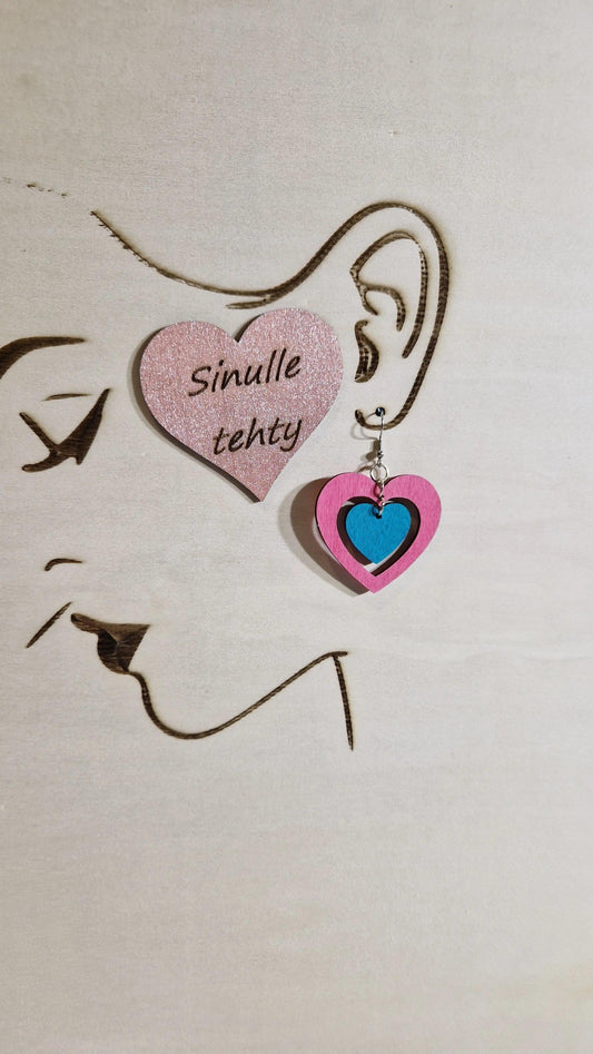 Kevyet vanerisydän korvakorut - Marinkorut