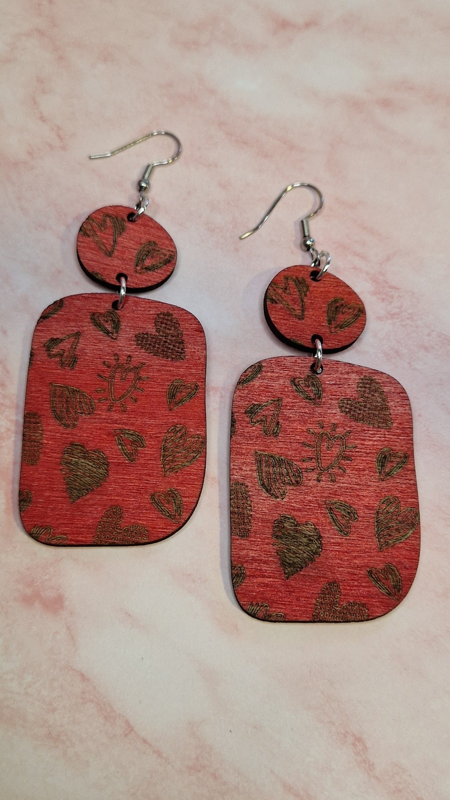 Jouluiset kaksiosaiset sydänkorvakorut Marinkorut